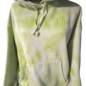 Champion Womens Tie Dye Hoodie Relaxed Fit Green Sz Large